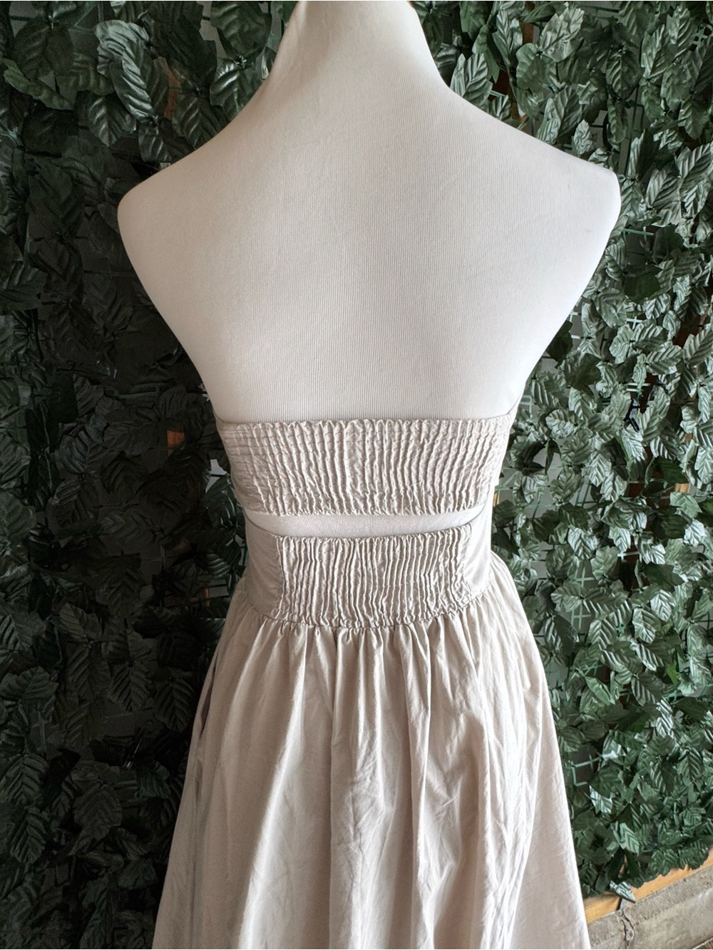 Zara strapless bubble-hem midi dress in light taupe - size xs - Picture 10 of 16